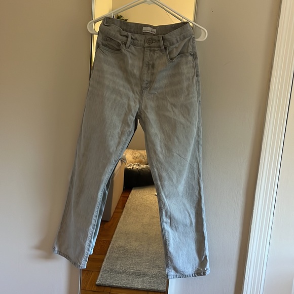 LOFT Grey High Waist Straight Crop Jean - Picture 2 of 5